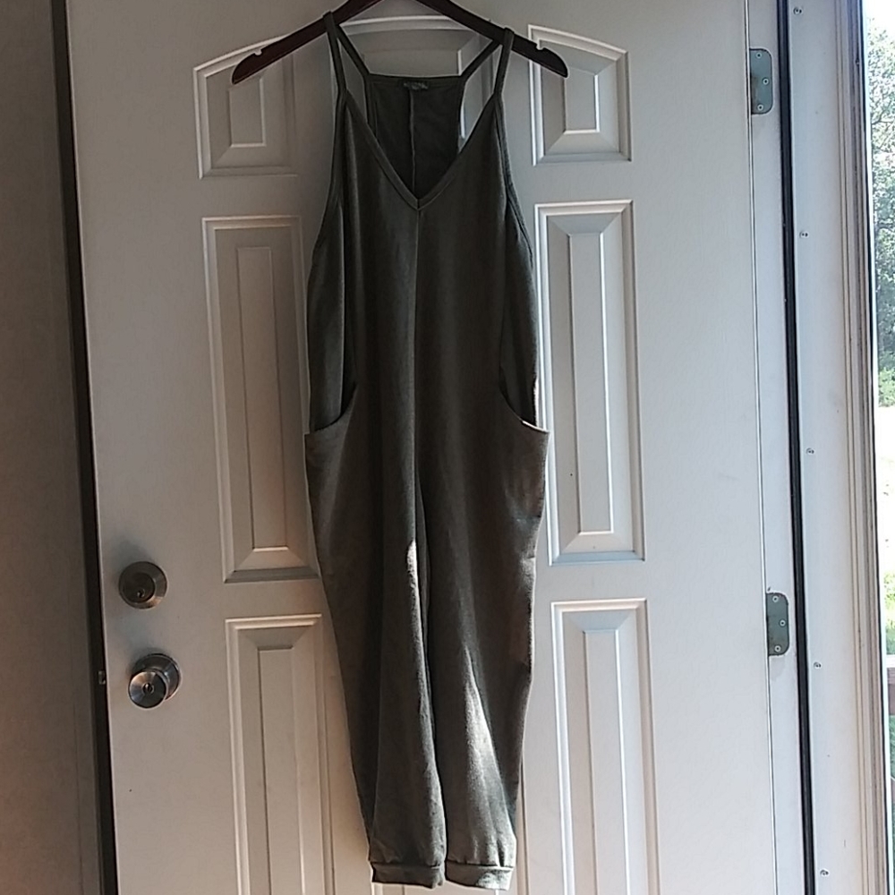 Olive green wild fable tank romper with pockets